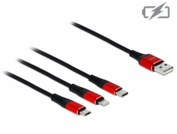Delock Nabjec kabel USB 3 v 1 pro Lightning / Micro USB / USB Type-C, 30 cm