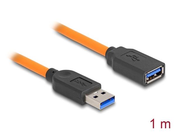Delock USB 5 Gbps kabel, ze zstrky USB Typu-A na samice USB Typu-A, k focen s tetheringem, 1 m, oranov