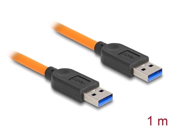 Delock USB 5 Gbps kabel, ze zstrky USB Typu-A na zstrku USB Typu-A, k focen s tetheringem, 1 m, oranov