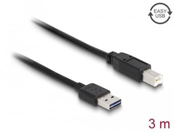 Delock Kabel EASY-USB 2.0 Typ-A samec > USB 2.0 Typ-B samec 3 m ern