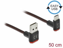 Delock Kabel EASY-USB 2.0 Typ-A samec na USB Type-C samec pravohl nahoru / dol 0,5 m ern