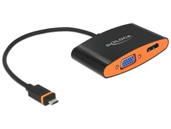 Delock Adaptr SlimPort / MyDP samec > HDMI / VGA samice + Micro USB samice
