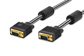 Ednet Pipojovac kabel monitoru VGA, HD15 samec/samec, 1,8 m, 3Coax / 7c, 2xferit, bavlna, zlato, ern