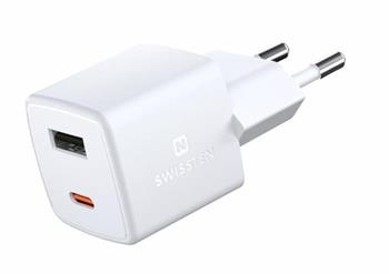 SWISSTEN MINI S͍OV ADAPTR GaN 1x USB-C + 1xUSB 30W POWER DELIVERY