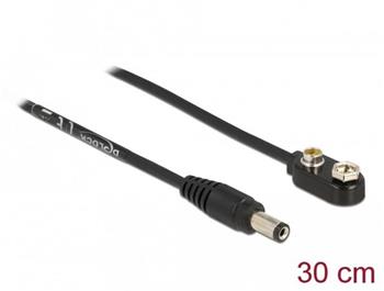 Delock DC napjec kabel 5,5 x 2,1 mm, zstrkov, k ppojce na blokovou baterii 9 V