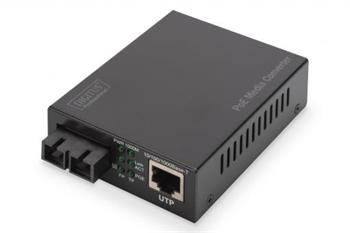 DIGITUS Professional Gigabit PoE media converter, RJ45 / SC, SM, PSE