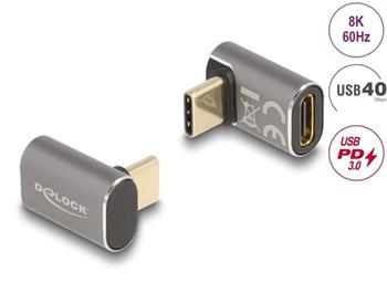 Delock USB Adaptr 40 Gbps USB Type-C PD 3.0 100 W samec na samice pravohl 8K 60 Hz kovov