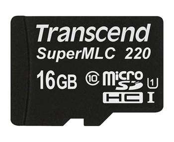 Transcend 16GB microSDHC220I UHS-I U1 (Class 10) SuperMLC prmyslov pamov karta, 80MB/s R, 45MB/s W, ern