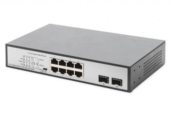 DIGITUS 8 Port Gigabit Switch 8xRJ45 (6xPoE)+ 2G SFP 180W Support 802.3 af/at/bt standard