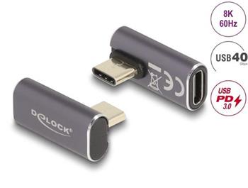 Delock USB Adaptr 40 Gbps USB Type-C PD 3.0 100 W samec na samice oton pravohl lev / prav 8K 60 Hz kovov