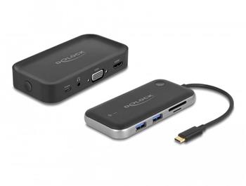 Delock Bezdrtov adaptr displeje USB Type-C, Full HD - HDMI + VGA s tekou karet a USB rozboovaem