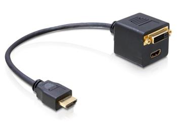 Delock Adaptr HDMI samec to HDMI + DVI25 samice
