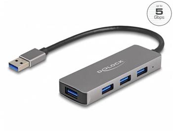 Delock 4 portov Hub USB 3.2 Gen 1 s konektorem USB Typu-A  porty USB Typu-A na boku