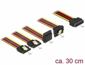 Delock Kabel SATA 15 pin napjec samec s aretac > SATA 15 pin napjec samice 2 x pm / 1 x dol / 1 x nahoru 30 cm