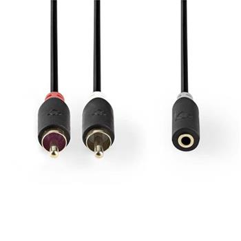 Nedis CABW22255AT02 - Stereofonn Audio Kabel | 2x RCA Zstrka - 3,5mm Zsuvka | 0,2 m | Antracit