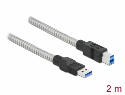 Delock Kabel USB 3.2 Gen 1 Typu-A samec na Typu-B samec, s kovovm opltnm, 2 m