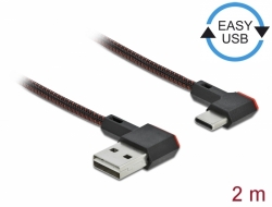 Delock Kabel EASY-USB 2.0 Typ-A samec na USB Type-C samec pravohl lev / prav 2 m ern