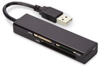 Ednet USB teka karet 2.0, 4 porty, Podporuje MS, SD, T-Flash, CF formty ern