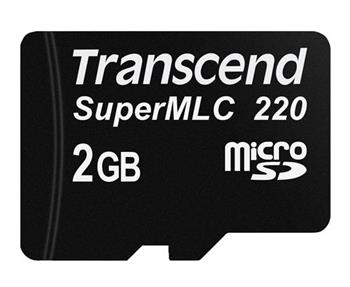 Transcend 2GB microSD220I UHS-I U1 (SuperMLC) prmyslov pamov karta, 80MB/s R, 45MB/s W, ern