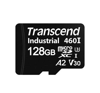 Transcend 128GB microSDXC460I UHS-I U3 V30 A2 3K P/E (3D TLC) prmyslov pamov karta, 100MB/s R, 85MB/s W, ern