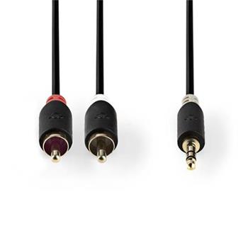 Nedis CABW22200AT30 - Stereofonn Audio Kabel | 3,5mm Zstrka - 2x RCA Zstrka | 3 m | Antracit