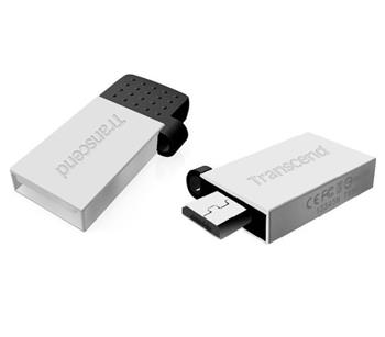 Transcend 16GB JetFlash 380S, USB 2.0/micro USB flash disk, OTG, mal rozmry, stbrn obarven kov