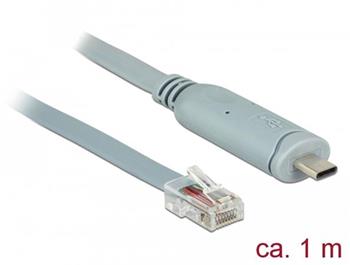 Delock Adaptr USB 2.0 Typ-C samec > 1 x Serial RS-232 RJ45 samec 1,0 m ed