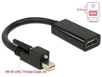 Delock Adaptr mini Displayport 1.2 samec se roubky > HDMI samice 4K aktivn ern