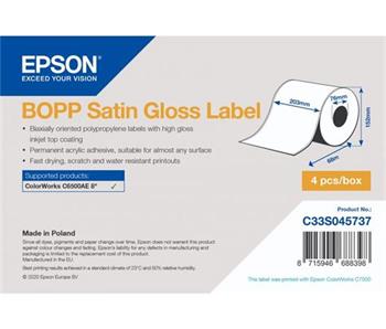 EPSON BOPP Satin Gloss Label - Continuous Roll: 203mm x 68m