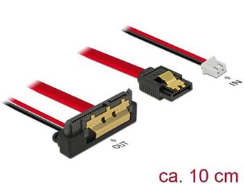 Delock Kabel SATA 6 Gb/s 7 pin samice + 2 pin napjec samice > SATA 22 pin samice pravohl dol (5 V) kovov 10 cm