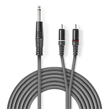 Nedis COTH23300GY30 - Stereofonn Audio Kabel | 6,35mm Zstrka  2x RCA Zstrka | 3 m | ed barva
