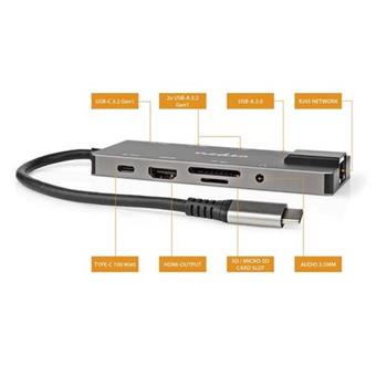 Nedis CCBW64775AT02 - Dokovac Stanice | USB 3.2 Gen 1 | USB-C Zstrka | RJ45 Zsuvka / SD / Vstup HDMI / 2x USB-C 