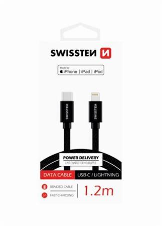 SWISSTEN DATOV KABEL TEXTILE USB-C / LIGHTNING MFi 1,2 M ERN