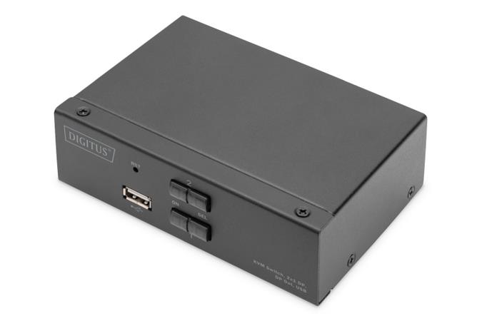 DIGITUS DS-12851 KVM Switch, 2x DP in, DP Out, 2x USB B, 4K @ 60 Hz, ern