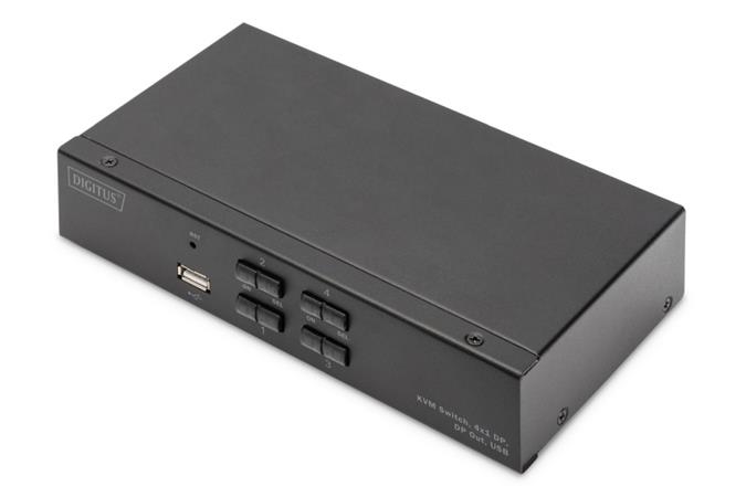 DIGITUS DS-12891 KVM Switch, 4x DP in, DP Out, 4x USB B, 4K @ 60 Hz, ern