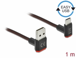 Delock Kabel EASY-USB 2.0 Typ-A samec na USB Type-C samec pravohl nahoru / dol 1 m ern