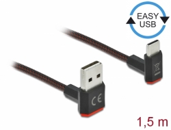 Delock Kabel EASY-USB 2.0 Typ-A samec na USB Type-C samec pravohl nahoru / dol 1,5 m ern