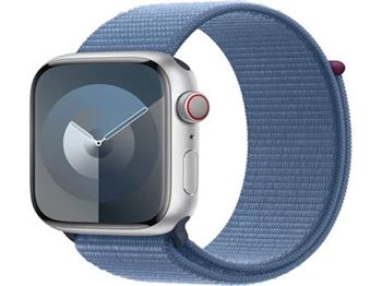 Apple Watch Series 9 Cellular 45mm Stbrn hlink s ledov modrm provlkacm emnkem