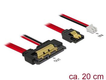 Delock Kabel SATA 6 Gb/s 7 pin samice + 2 pin napjec samice > SATA 22 pin samice pm (5 V) kovov 20 cm