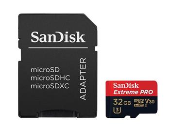 SanDisk Extreme Pro microSDHC 32 GB 100 MB/s A1 Class 10 UHS-I V30, Adaptr