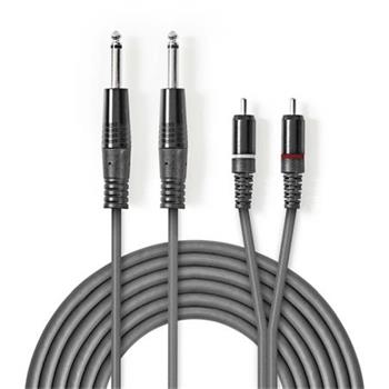 Nedis COTH23320GY15 - Stereofonn Audio Kabel | 2x 6,35mm Zstrka  2x RCA Zstrka | 1,5 m | ed barva