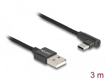 Delock Kabel USB 2.0 Typ-A samec na USB Type-C samec pravohl 3 m ern
