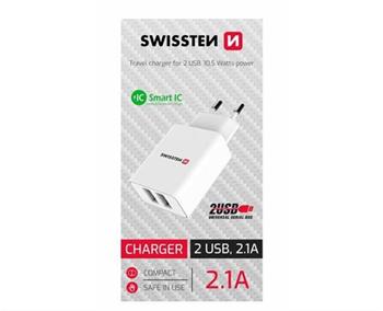 SWISSTEN S͍OV ADAPTR SMART IC, CE 2x USB 2,1 A POWER BL (SAMOPRODAVA)