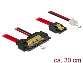 Delock Kabel SATA 6 Gb/s 7 pin samice + 2 pin napjec samice > SATA 22 pin samice pm (5 V) kovov 30 cm