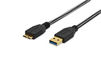 Ednet Pipojovac kabel USB 3.0, typ A - micro B M / M, 1,0 m, USB 3.0, bavlna, zlato, bl