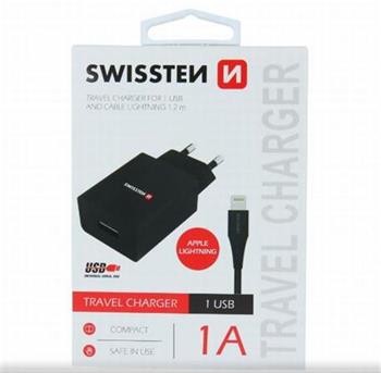 SWISSTEN S͍OV ADAPTR SMART IC 1x USB 1A POWER + DATOV KABEL USB / LIGHTNING 1,2 M ERN