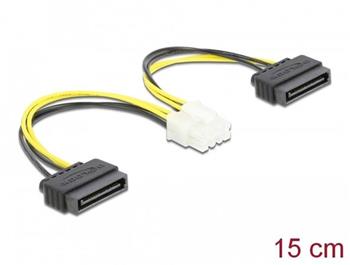 Delock Napjec kabel ze zstrkovho konektoru SATA 2x 15 pin na osmipinov zstrkov konektor EPS, 15 cm