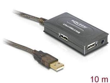 Delock USB 2.0 prodluovac kabel 10 m aktivn s hubem 4 porty