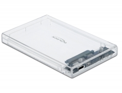 Delock Externí pouzdro pro HDD / SSD SATA 2.5” se zásuvkovým průhledným konektorem USB Type-C™ - beznástrojový