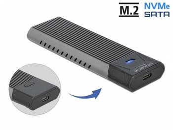 Delock Externí kombinované pouzdro USB Type-C™ pro M.2 NVMe PCIe nebo pro SATA SSD - beznástrojové